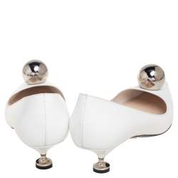 Pre Owned Prada White Patent Leather Embellished Pointed Toe Pumps Size 37