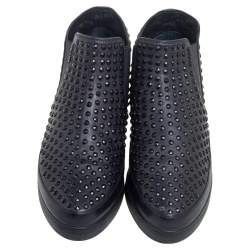 Pre Owned Prada Sport Black Leather Spikes Embellished Slip-On Sneakers Size 41