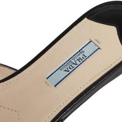 Pre Owned Prada Metallic Glitter and Velvet Flat Bow Slides Size 36.5