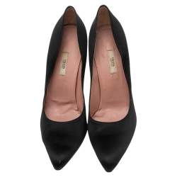 Pre Owned Prada Black Satin  Pointed Toe Pumps Size 40