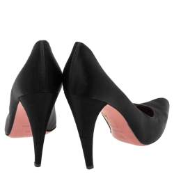 Pre Owned Prada Black Satin  Pointed Toe Pumps Size 40