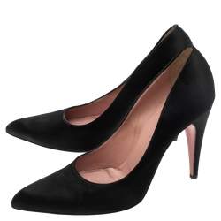 Pre Owned Prada Black Satin  Pointed Toe Pumps Size 40