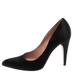 Pre Owned Prada Black Satin  Pointed Toe Pumps Size 40