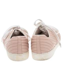 Pre Owned Prada Pink Quilted Leather Low Top Sneaker Size 39.5