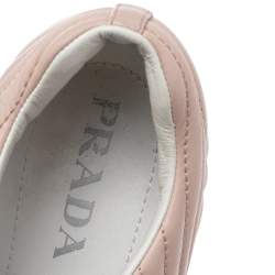 Pre Owned Prada Pink Quilted Leather Low Top Sneaker Size 39.5