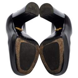 Pre Owned Prada Black Leather Platform Block Heel Pumps Size 36