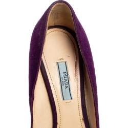 Pre Owned Prada Purple Suede Platform Pumps Size 40