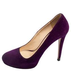 Pre Owned Prada Purple Suede Platform Pumps Size 40
