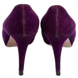 Pre Owned Prada Purple Suede Platform Pumps Size 40