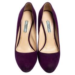 Pre Owned Prada Purple Suede Platform Pumps Size 40