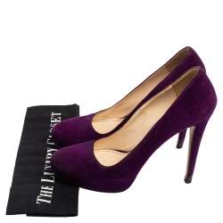 Pre Owned Prada Purple Suede Platform Pumps Size 40