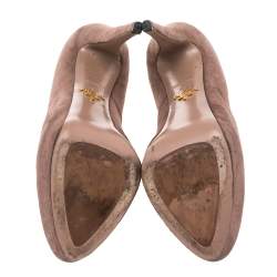 Pre Owned Prada Pale Pink Suede Platform Pumps Size 40