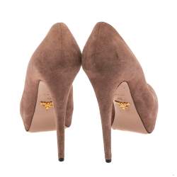 Pre Owned Prada Pale Pink Suede Platform Pumps Size 40