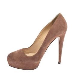 Pre Owned Prada Pale Pink Suede Platform Pumps Size 40