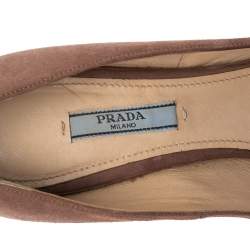 Pre Owned Prada Pale Pink Suede Platform Pumps Size 40