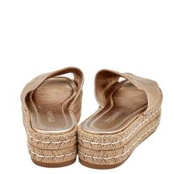 Pre Owned Prada Metallic Gold Leather Platform Espadrilles Size 38