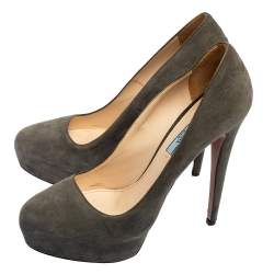 Prada Grey Suede Platform Pumps Size 40