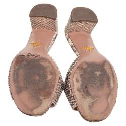 Pre Owned Prada Beige Python Leather Slide Sandals Size 36