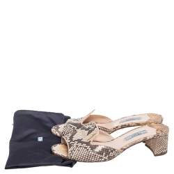 Pre Owned Prada Beige Python Leather Slide Sandals Size 36