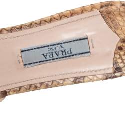 Pre Owned Prada Beige Python Leather Slide Sandals Size 36