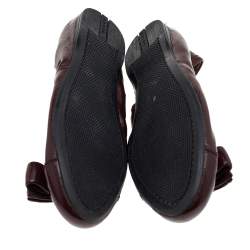 Pre Owned Prada Burgundy Patent Leather Bow Scrunch Ballet Flats Size 36