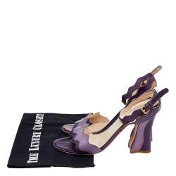 Prada Two Tone Purple Leather Wave Ankle Strap Sandals Size 36