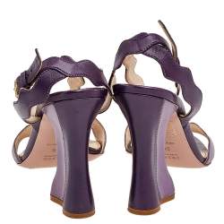 Prada Two Tone Purple Leather Wave Ankle Strap Sandals Size 36