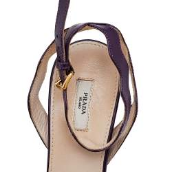 Prada Two Tone Purple Leather Wave Ankle Strap Sandals Size 36