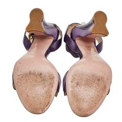 Prada Two Tone Purple Leather Wave Ankle Strap Sandals Size 36