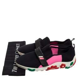 Pre Owned Prada Pink/Black Fabric Velcro Low Top Sneakers Size 37