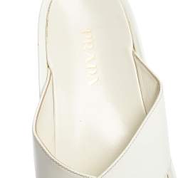 Prada White Leather Criss Cross Platform Slide Sandals Size 40