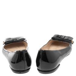 Pre Owned Prada Black Patent Leather Bow Ballet Flats Size 38