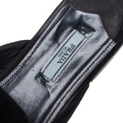 Prada Black Suede Kiltie Fringed Flat Mules Size 40
