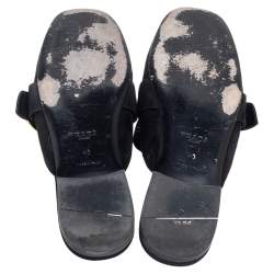Prada Black Suede Kiltie Fringed Flat Mules Size 40