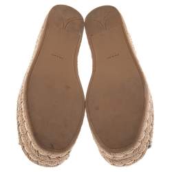 Pre Owned Prada White Leather Peep Toe Platform Espadrilles Size 38.5