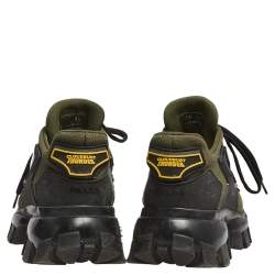 Pre Owned Prada Green/Black Fabric And Rubber Cloudbust  Lace Up Sneakers Size 38.5