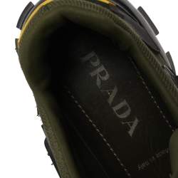 Pre Owned Prada Green/Black Fabric And Rubber Cloudbust  Lace Up Sneakers Size 38.5