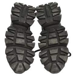 Pre Owned Prada Green/Black Fabric And Rubber Cloudbust  Lace Up Sneakers Size 38.5