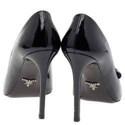 Pre Owned Prada Black Patent Leather Embellished Pointed Toe Pumps Size 36.5