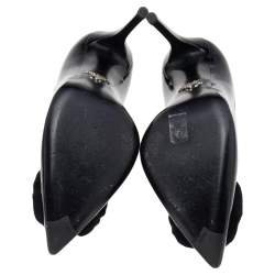 Pre Owned Prada Black Patent Leather Embellished Pointed Toe Pumps Size 36.5