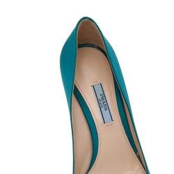 Prada Blue Satin Crystal Embellished Pointed Toe Pumps Size 39.5