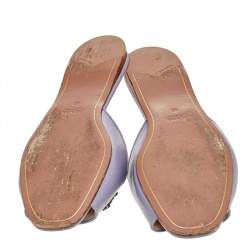 Prada Lilac Saffiano Patent Leather Crystal Embellished Slide Sandals Size 40