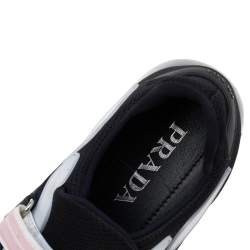 Pre Owned حذاء رياضي برادا كلاود باست مطاط وشبك أسود بلزق فيلكرو عنق منخفض مقاس 36 