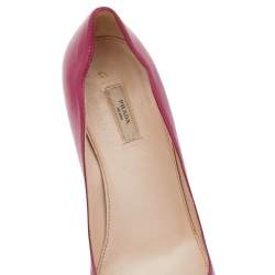 Pre Owned Prada Pink Leather Open Toe Block Heel Pumps Size 36