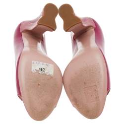 Pre Owned Prada Pink Leather Open Toe Block Heel Pumps Size 36