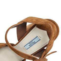 Prada Brown Suede Crisscross Ankle-Strap Sandals Size 39