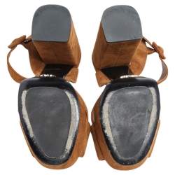 Prada Brown Suede Crisscross Ankle-Strap Sandals Size 39