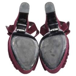 Prada Burgundy Suede Platform Ankle Strap Sandals Size 39