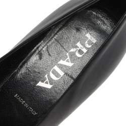 Pre Owned Prada Black Leather Block Heel Square Toe Pumps Size 38