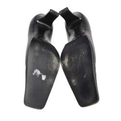 Pre Owned Prada Black Leather Block Heel Square Toe Pumps Size 38
